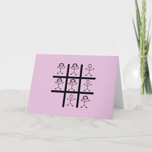 Girls Rule Tic Tac Toe Greeting Card (Front)