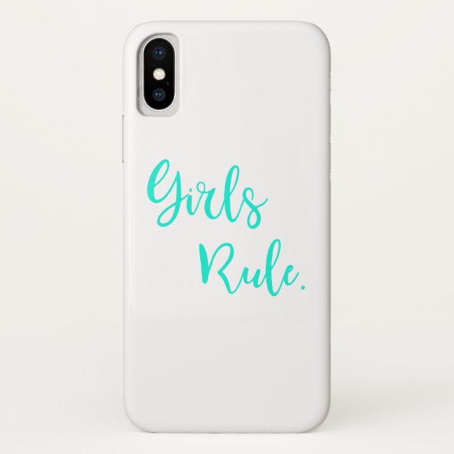 Girls Rule Typography, Cool White Case-Mate iPhone Case (Back)
