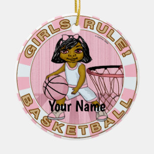 Girls Rules Basketball  Ceramic Tree Decoration
