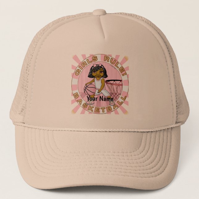 Girls Rules Basketball  Trucker Hat (Front)