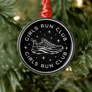 Girls run running club metal tree decoration