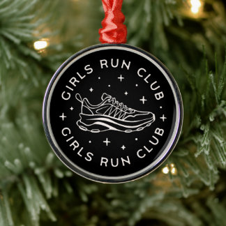 Girls run running club metal tree decoration
