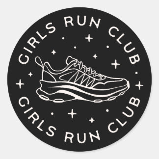 Girls run running club squad classic round sticker