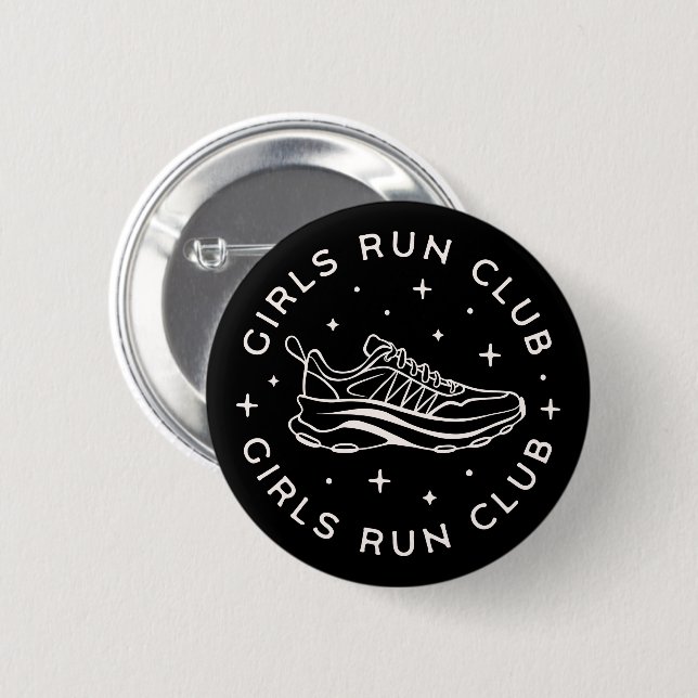 Girls run running club squad group 6 cm round badge (Front & Back)