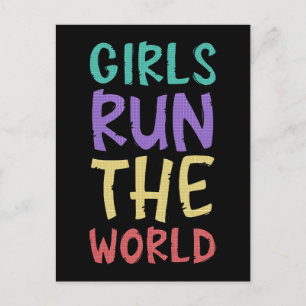 Girls Run The World Feminist Postcard