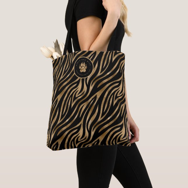 Girls Run Wild Bachelorette Zebra Blk Gold ID1151 Tote Bag (Close Up)