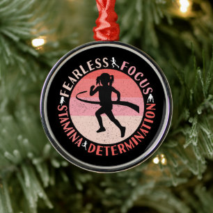 Girls Running Mindset - Focus Fearless Runner Metal Tree Decoration