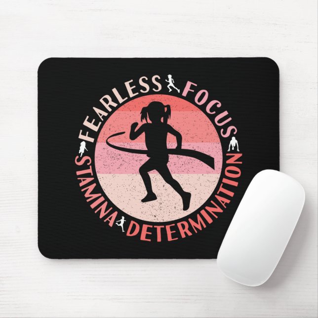 Girls Running Mindset - Focus Fearless Runner Mouse Mat (With Mouse)