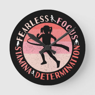 Girls Running Mindset - Focus Fearless Runner Round Clock