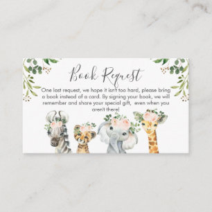 Girls Safari Animals  Book request Card Insert