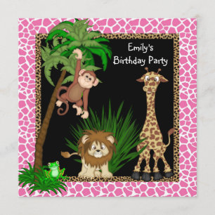 Girls Safari Birthday Party Invitation