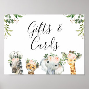 Girls Safari Pink Floral Baby Shower Sign
