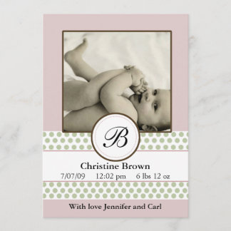 Girls Sage Dots Birth Announcement