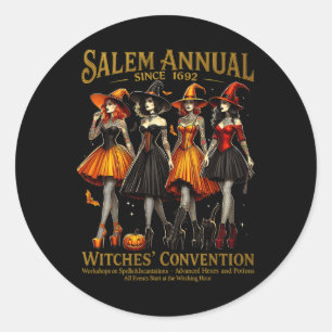 Girls Salem Annual Since 1692 Witches' Convention Classic Round Sticker