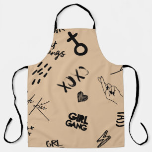 Girls seamless pattern with calligraphic slogan, h apron