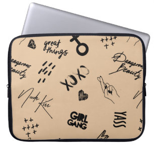 Girls seamless pattern with calligraphic slogan, h laptop sleeve