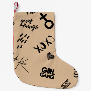Girls seamless pattern with calligraphic slogan, h small christmas stocking