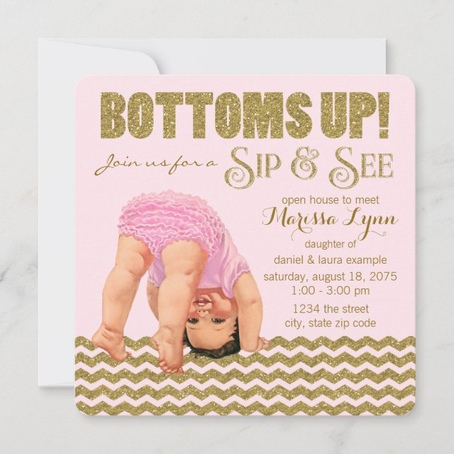 Girls Sip and See Invitation (Front)