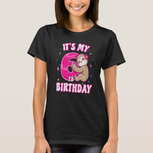 Girls Sixth Birthday Its My 6th Bday Pink Sloth Pa T-Shirt