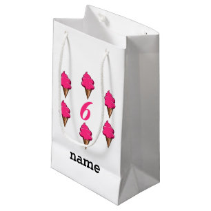 Girls Sixth Birthday Party Pink Ice Cream Small Gift Bag