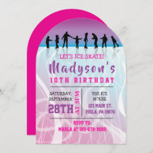 Girls Skate ICE SKATING birthday Party Invitation