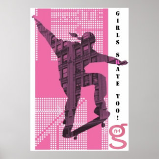 Girls Skate Too! - Poster (Pink)