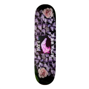 Girls skateboard with horse, flowers