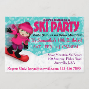 Girls Ski Party Invitation