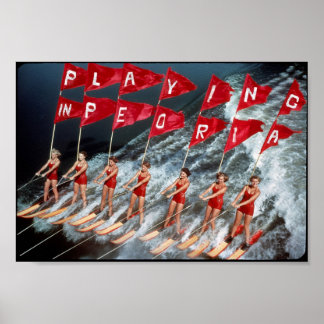 Girls Skiing Poster