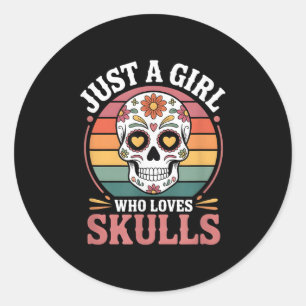 Girls Skull  Classic Round Sticker