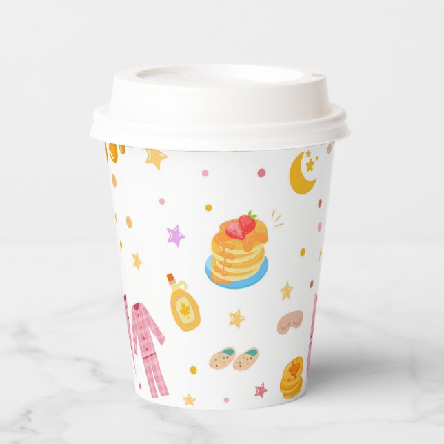 Girls Sleepover Birthday Pancake Theme Paper cups (Front)
