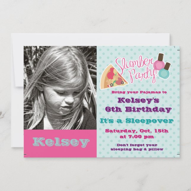 Girls Sleepover Pajama Slumber Party Invitation (Front)