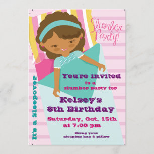 Girls Sleepover Pajama Slumber Party Invitation