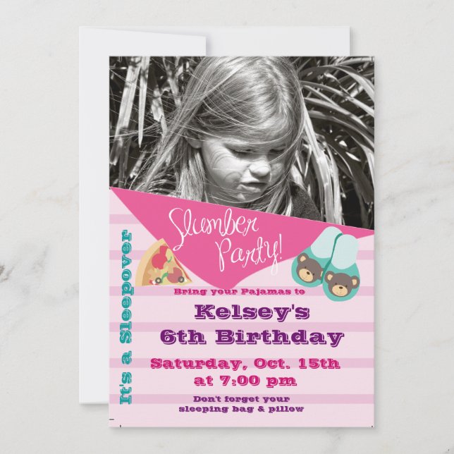 Girls Sleepover Pajama Slumber Party Invitation (Front)