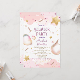 Girls Sleepover Pastel Pink Slumber Birthday Party Invitation
