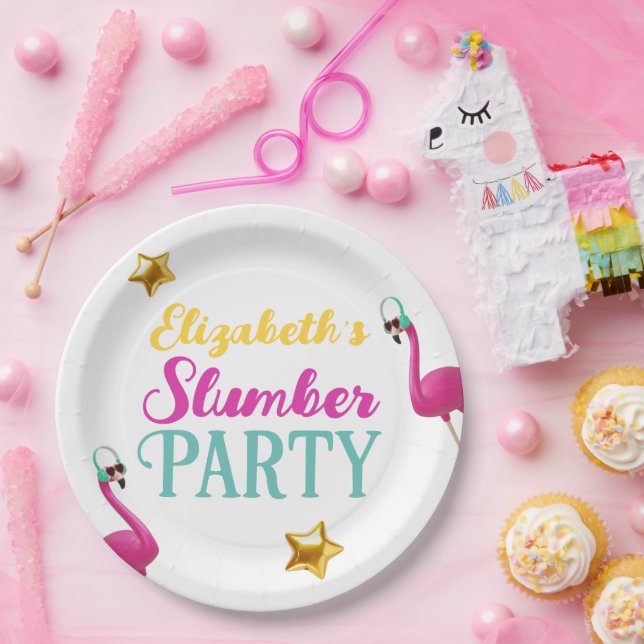 Girls SLEEPOVER Slumber Birthday Party Paper Plate (Party)