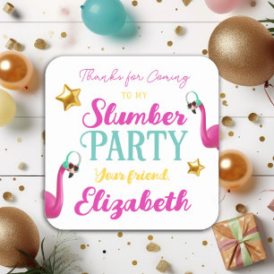 Girls SLEEPOVER Slumber Birthday Party Square Sticker