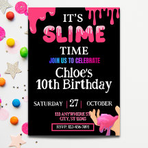 Girls Slime Birthday Invitation