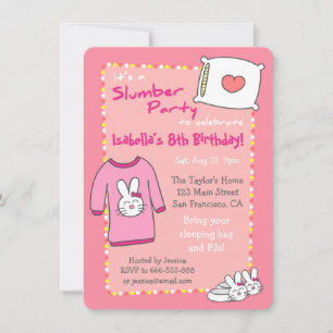 Girls Slumber Birthday Party Sleepover Pyjamas Invitation