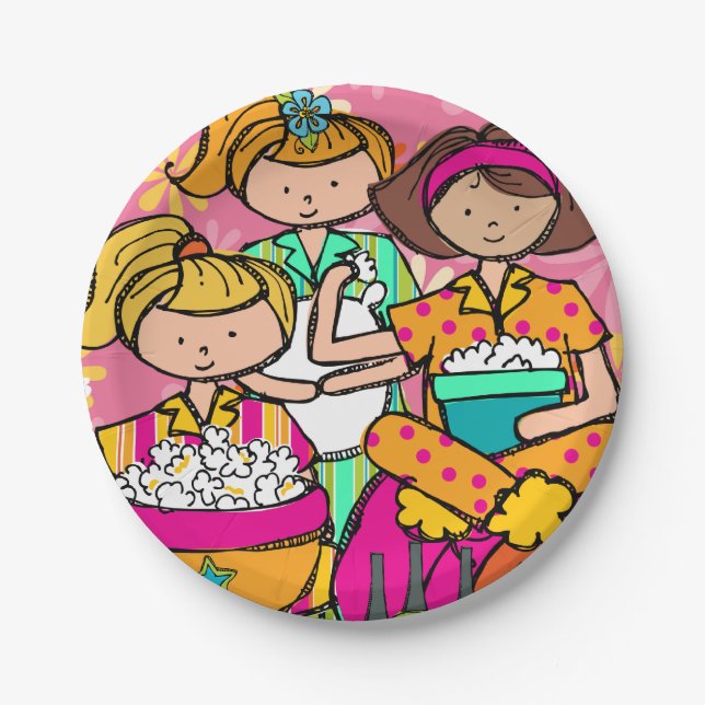 Girls Slumber Party Birthday Paper Plate (Front)
