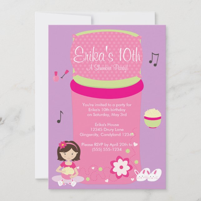 Girls' Slumber Party Invitation (Front)
