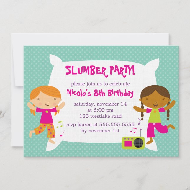 Girls Slumber Party Invitation (Front)