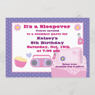 Girls Slumber Party Sleepover Pajama Invitation