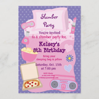 Girls Slumber Party Sleepover Pajama Invitation
