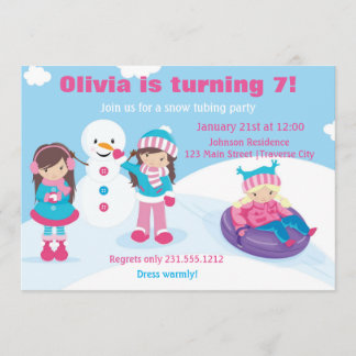 Girls Snow Tubing Invitation