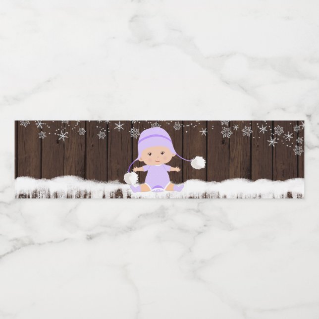 Girls Snowflake Baby Shower Water Bottle Labels (Single Label)