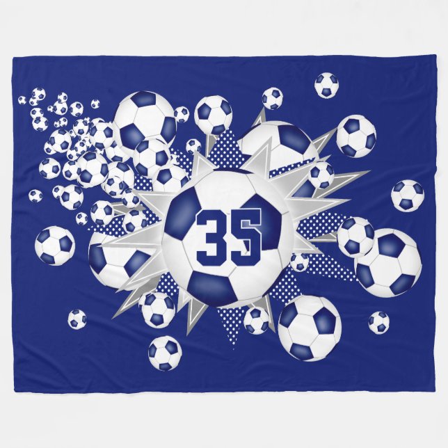 Girl's soccer balls stars athletic personalised  fleece blanket (Front (Horizontal))