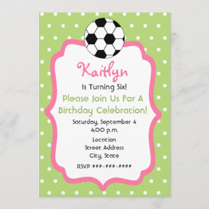 Girl's Soccer Birthday Party Invitation
