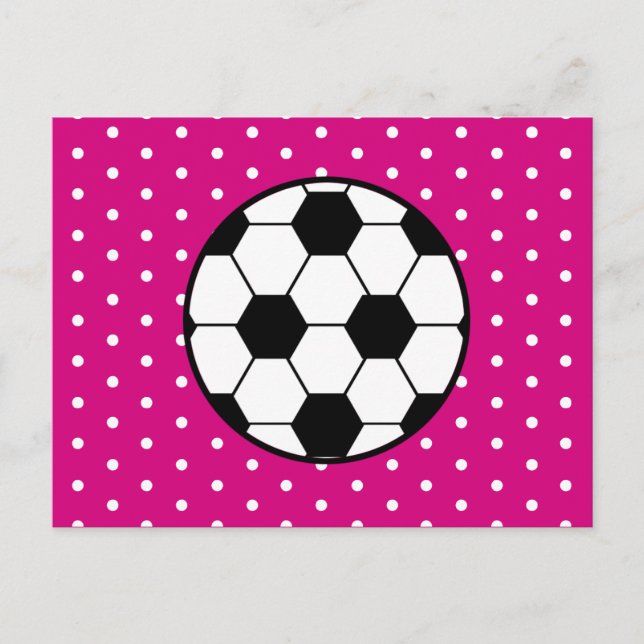 Girl's Soccer Birthday Postcard Invitation - Pink (Front)