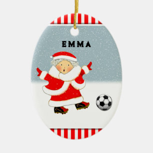 Girls Soccer Christmas Collectable Ceramic Tree Decoration